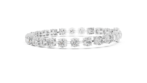 White gold round diamond tennis bracelet, side view