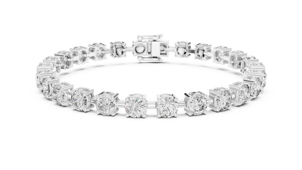 White gold 10.50 ct round diamond tennis bracelet, front view