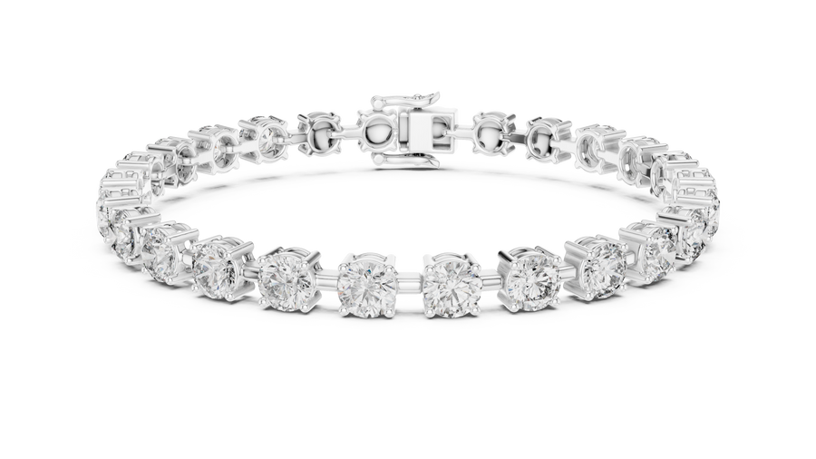 White gold 10.50 ct round diamond tennis bracelet, front view