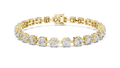 Yellow gold 10.50 ct round diamond tennis bracelet, front view