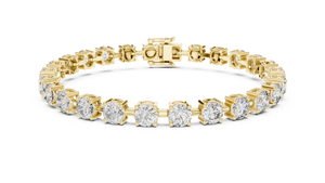 Yellow gold 10.50 ct round diamond tennis bracelet, front view