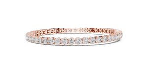 Rose gold round diamond tennis bracelet, side view