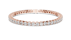 Rose gold 7.01 ct round diamond tennis bracelet, front view