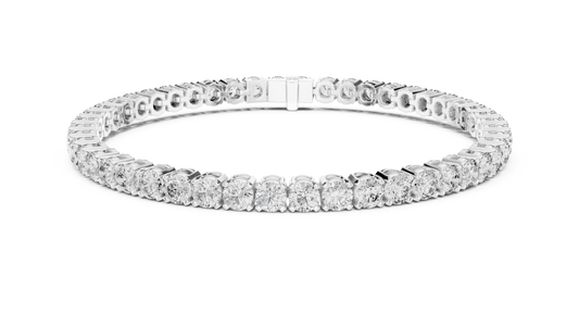 White gold 7.01 ct round diamond tennis bracelet, front view