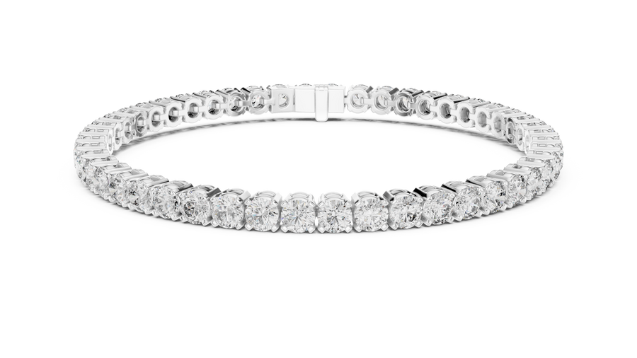 White gold 7.01 ct round diamond tennis bracelet, front view