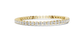 Yellow gold round diamond tennis bracelet, side view