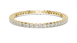 Yellow gold 7.01 ct round diamond tennis bracelet, front view
