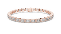 Rose gold 9.30 ct emerald cut bezel set diamond tennis bracelet, front view