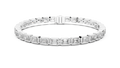 White gold 9.30 ct emerald cut bezel set diamond tennis bracelet, front view