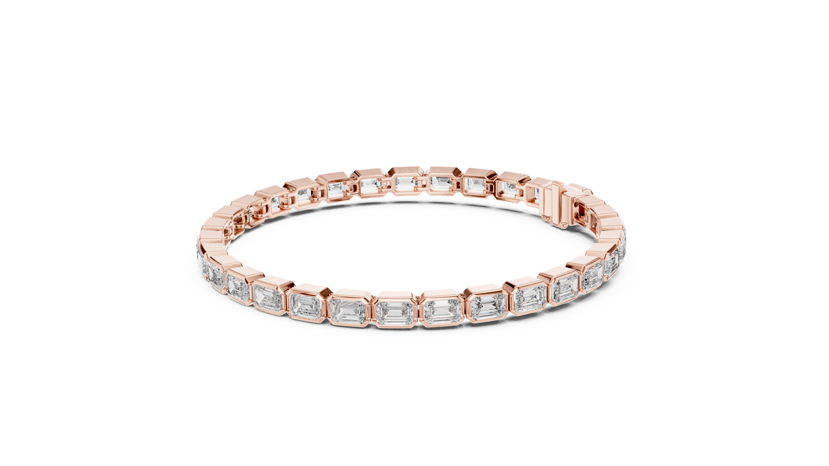 Emerald-cut lab-grown diamond eternity tennis bracelet in rose gold