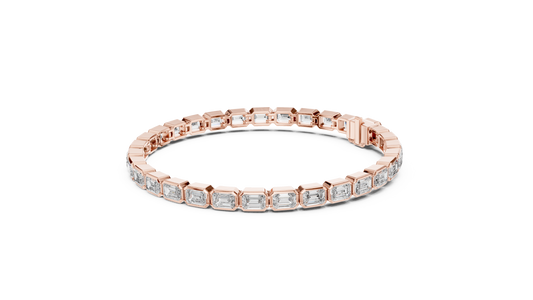 Emerald-cut lab-grown diamond eternity tennis bracelet in rose gold