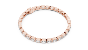 Rose gold emerald-cut lab-grown diamond eternity tennis bracelet, side view