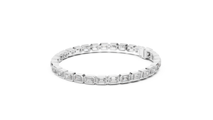 White gold emerald-cut lab-grown diamond eternity tennis bracelet