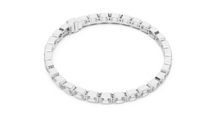 White gold emerald-cut lab-grown diamond eternity tennis bracelet, side view