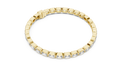 Yellow gold emerald-cut lab-grown diamond eternity tennis bracelet, side view