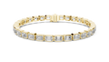 Yellow gold emerald-cut lab-grown diamond eternity tennis bracelet