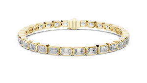 Yellow gold emerald-cut lab-grown diamond eternity tennis bracelet