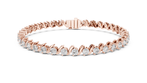 Rose gold 3.60 ct S-link round diamond tennis bracelet, front view