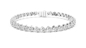 White gold 3.60 ct S-link round diamond tennis bracelet, front view