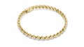 Yellow gold S-link round diamond tennis bracelet, angled view