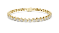 Yellow gold 3.60 ct S-link round diamond tennis bracelet, front view