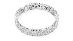 White gold marquise and pear diamond cluster bracelet, angled view