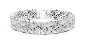 White gold 13.50 ct marquise and pear diamond cluster bracelet, front view