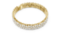 Yellow gold marquise and pear diamond cluster bracelet, angled view