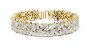 Yellow gold 13.50 ct marquise and pear diamond cluster bracelet, front view