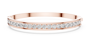 Rose gold 3.47 ct channel set diamond bangle bracelet, front view