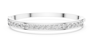 White gold 3.47 ct channel set diamond bangle bracelet, front view
