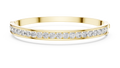 Yellow gold 3.47 ct channel set diamond bangle bracelet, front view