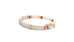 Rose gold round lab-grown diamond channel-set bangle bracelet, front view
