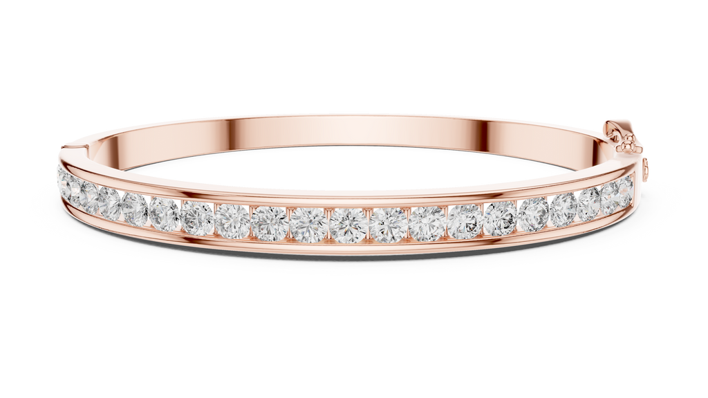 Round Lab Grown Diamond Channel Set Bangle Bracelet