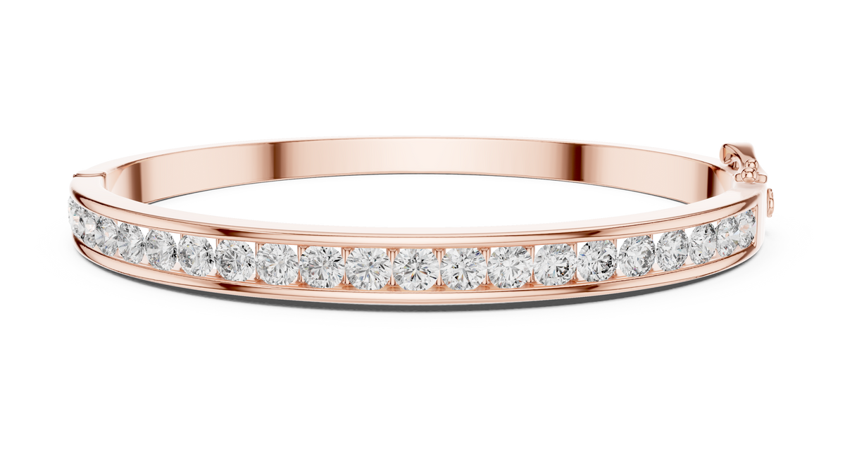 Rose gold round lab-grown diamond channel-set bangle bracelet