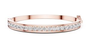 Rose gold round lab-grown diamond channel-set bangle bracelet