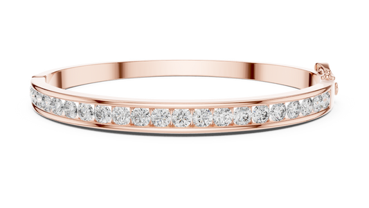 Rose gold round lab-grown diamond channel-set bangle bracelet
