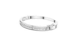 White gold round lab-grown diamond channel-set bangle bracelet, front view