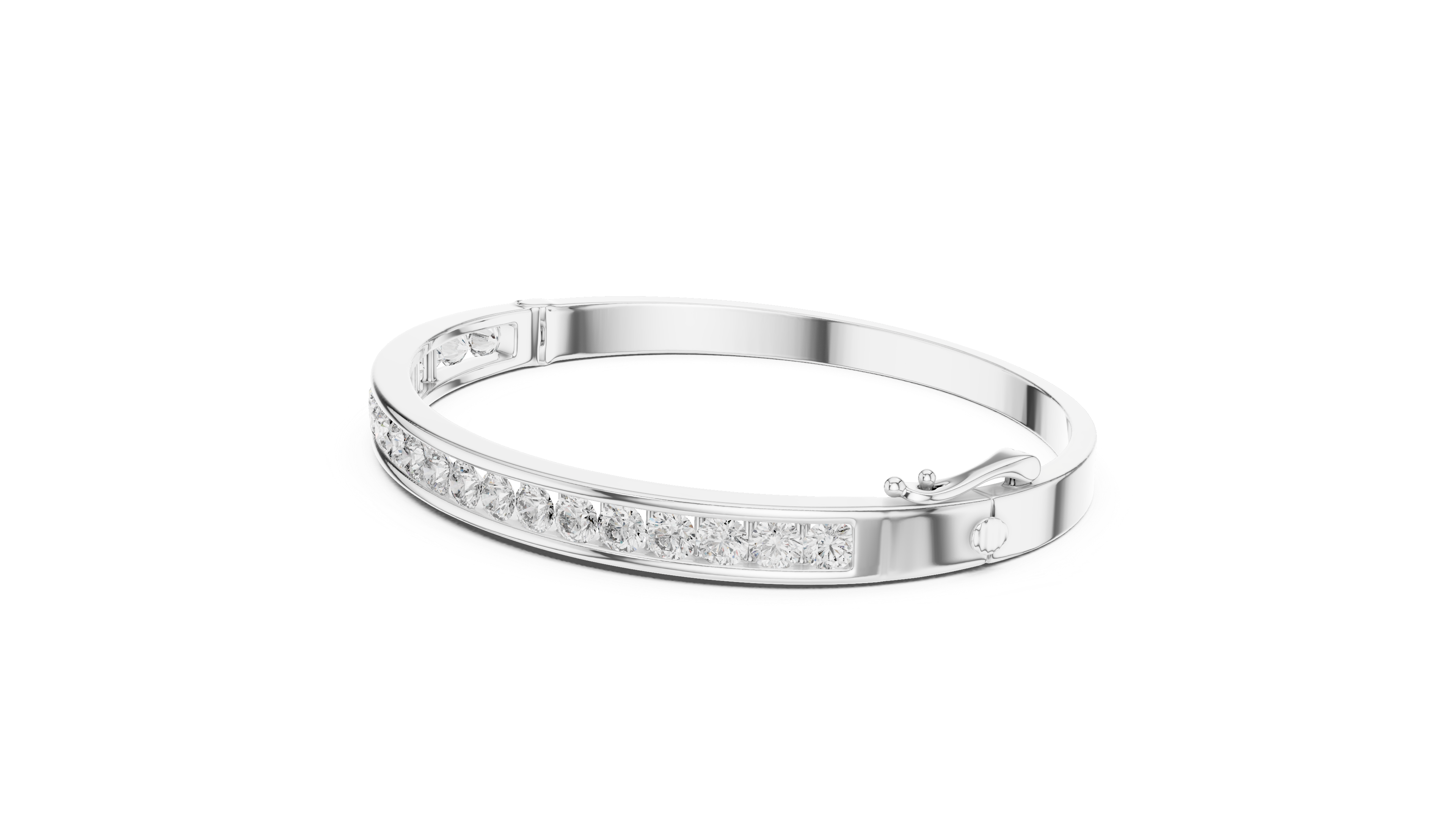 Round Lab Grown Diamond Channel Set Bangle Bracelet