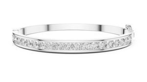 White gold round lab-grown diamond channel-set bangle bracelet