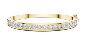 Yellow gold round lab-grown diamond channel-set bangle bracelet