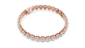 Rose gold 7.04 ct radiant cut halo diamond tennis bracelet, angled view