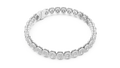 White gold 7.04 ct radiant cut halo diamond tennis bracelet, angled view