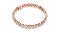 Rose gold lab grown diamond radiant halo tennis bracelet, side view