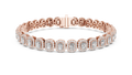Rose gold 7.04 ct lab grown diamond radiant halo tennis bracelet, front view
