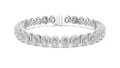 White gold 7.04 ct lab grown diamond radiant halo tennis bracelet, front view