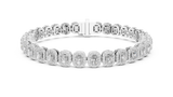White gold 7.04 ct lab grown diamond radiant halo tennis bracelet, front view