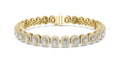 Yellow gold 7.04 ct lab grown diamond radiant halo tennis bracelet, front view