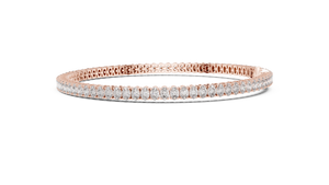 Rose gold 11.85 ct oval cut diamond tennis bracelet, angled view