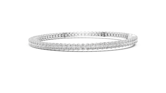 White gold 11.85 ct oval cut diamond tennis bracelet, angled view